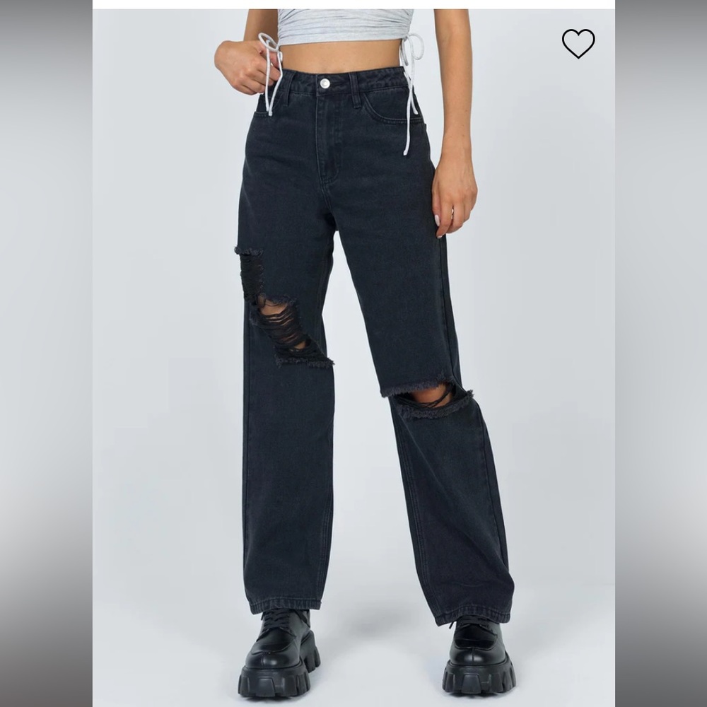 Princess Polly Fraya High Rise Boyfriend Jeans in Black